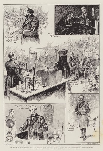 El Príncipe de Gales inaugurando el Laboratorio de Investigación Davy-Faraday de Ralph Cleaver